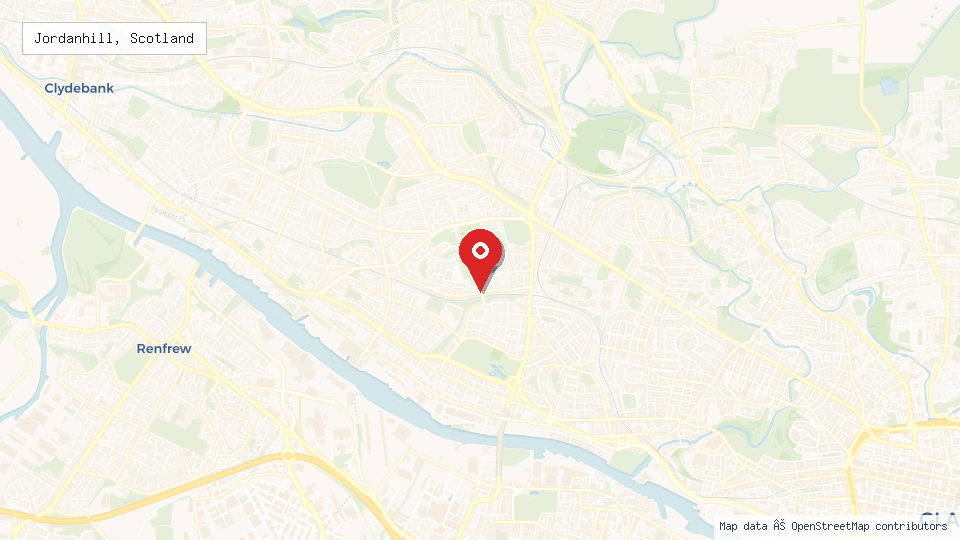 Street map of Jordanhill, Scotland with location pin