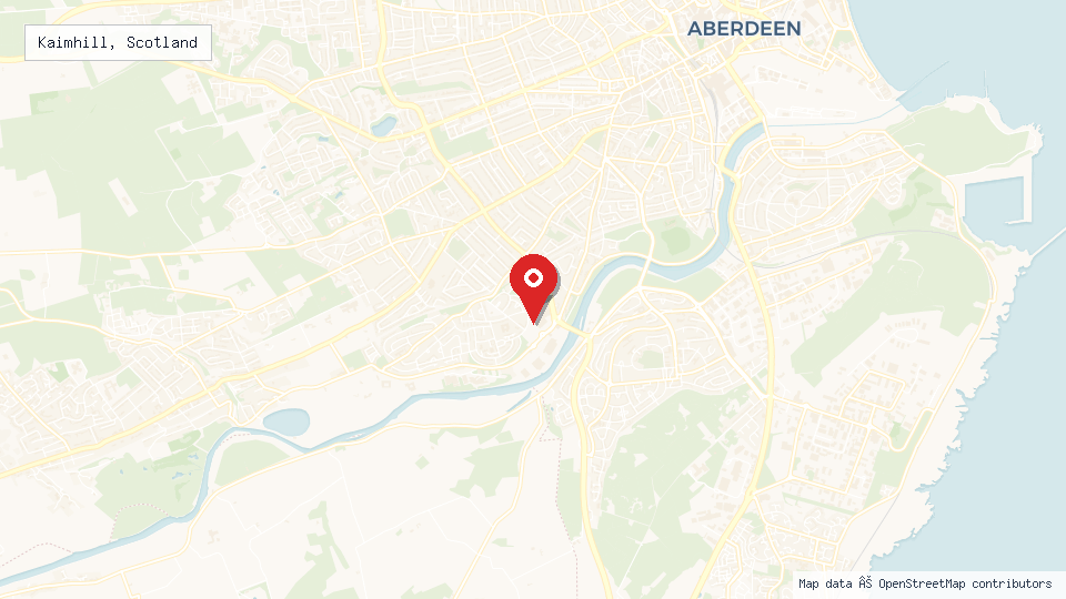Street map of Kaimhill, Scotland with location pin