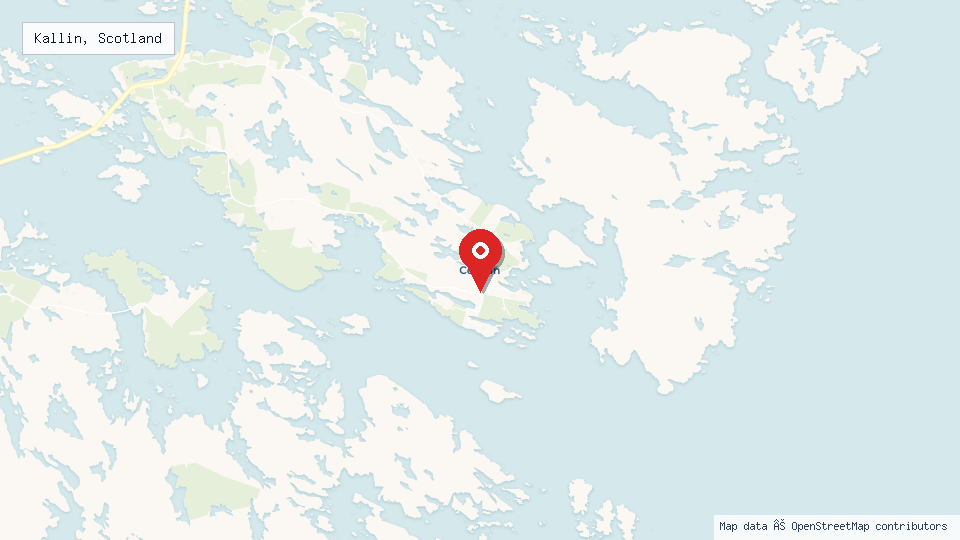 Street map of Kallin, Scotland with location pin