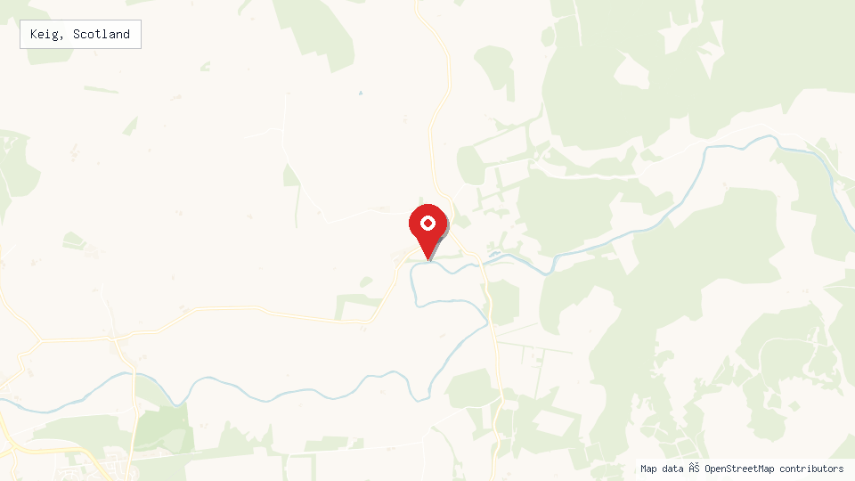Street map of Keig, Scotland with location pin
