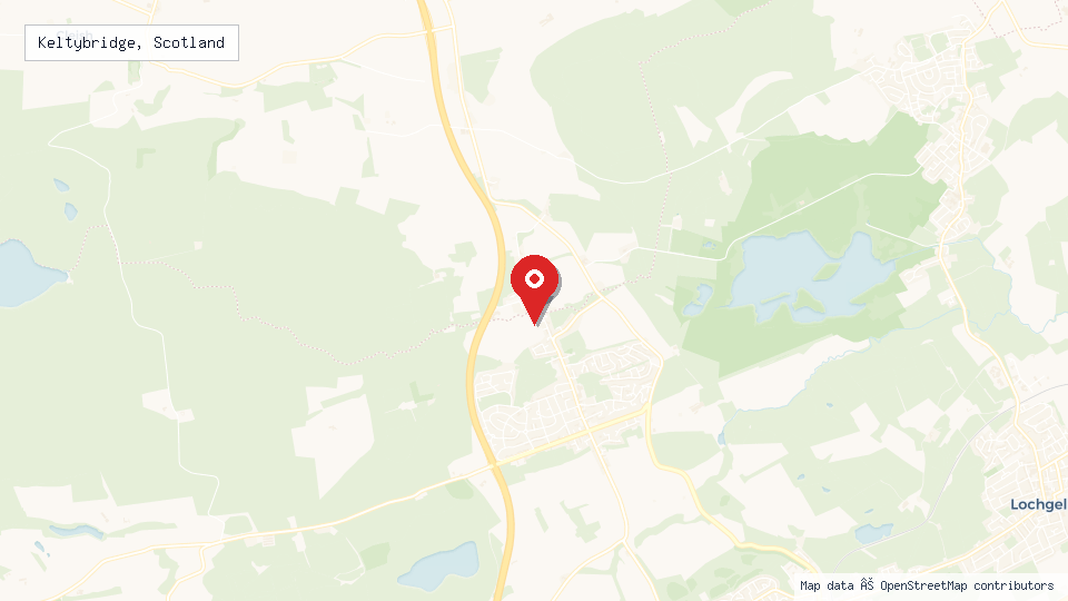 Street map of Keltybridge, Scotland with location pin