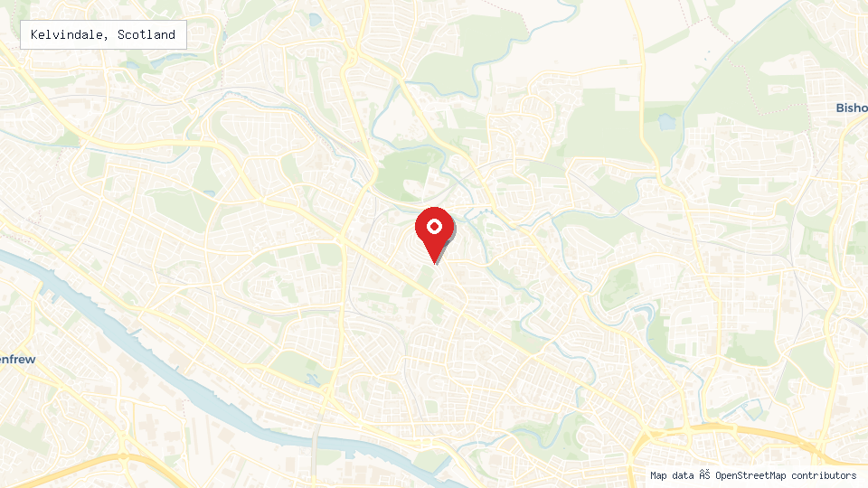 Street map of Kelvindale, Scotland with location pin