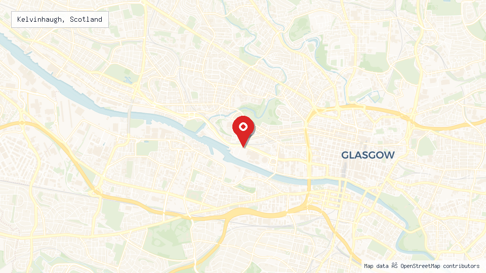 Street map of Kelvinhaugh, Scotland with location pin