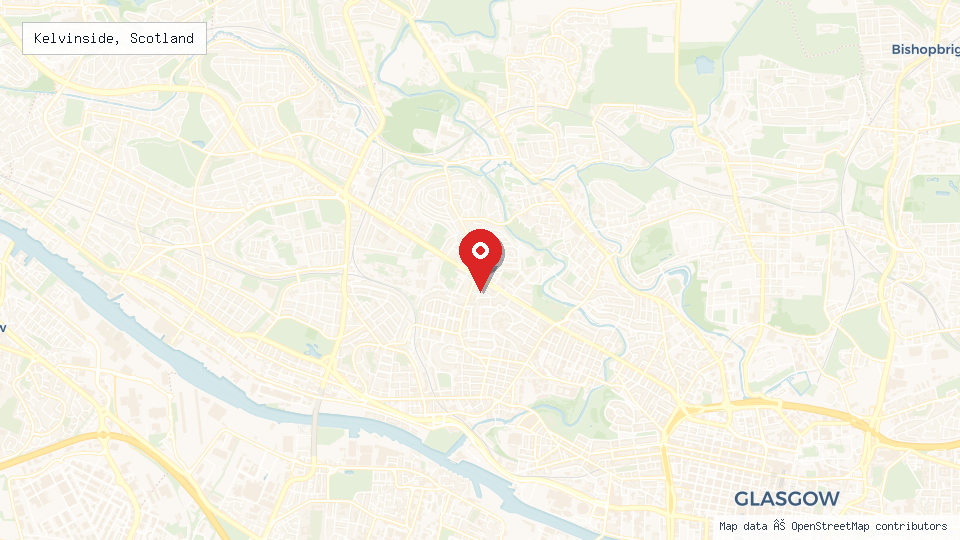 Street map of Kelvinside, Scotland with location pin