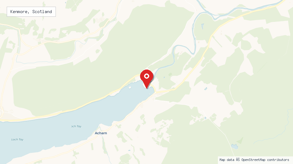 Street map of Kenmore, Scotland with location pin
