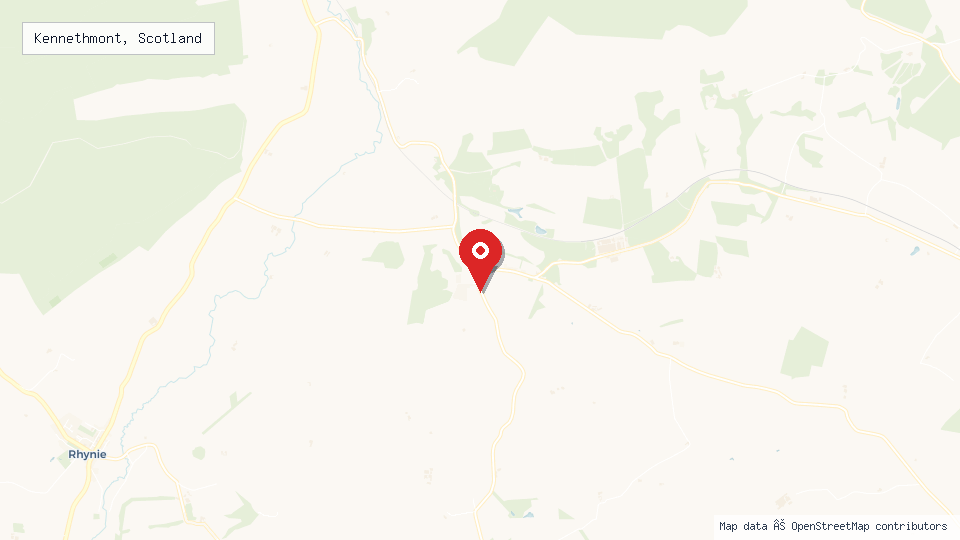 Street map of Kennethmont, Scotland with location pin