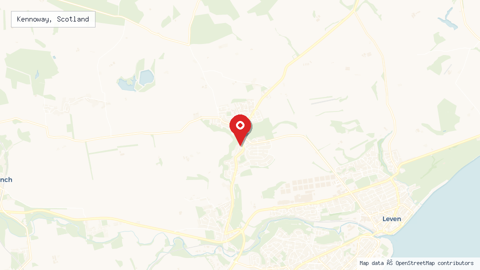 Street map of Kennoway, Scotland with location pin