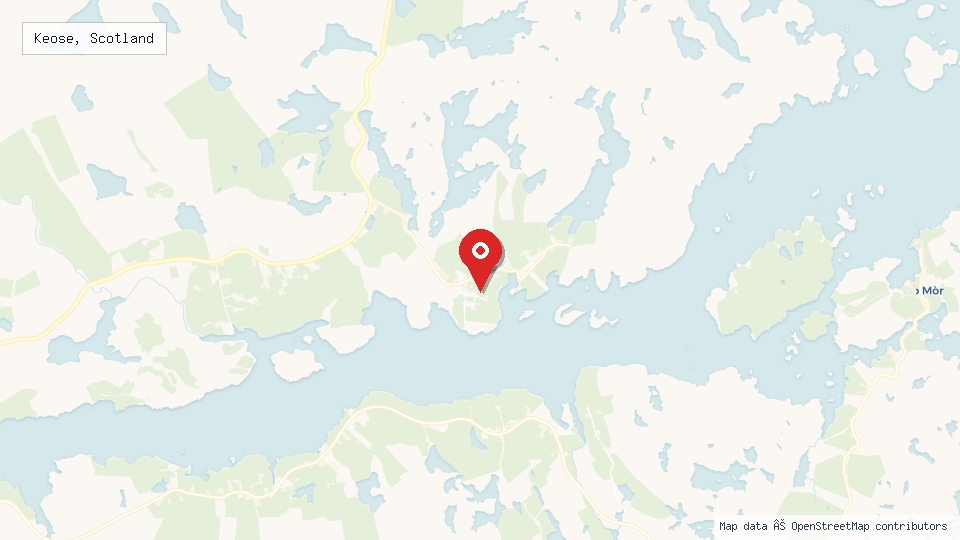 Street map of Keose, Scotland with location pin