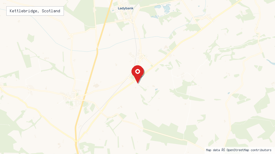 Street map of Kettlebridge, Scotland with location pin