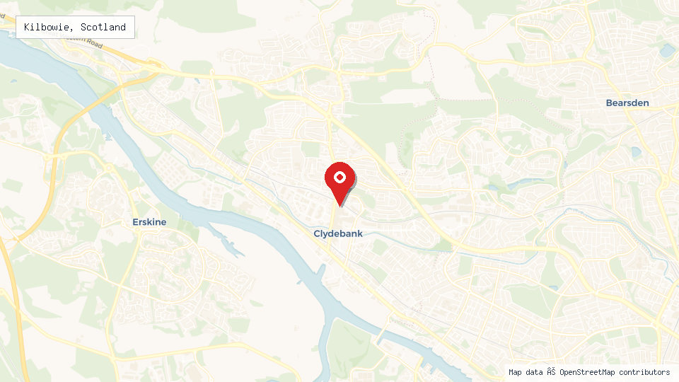 Street map of Kilbowie, Scotland with location pin
