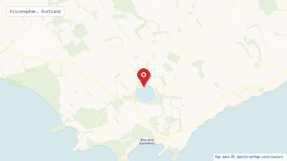 Street map of Kilconquhar, Scotland with location pin