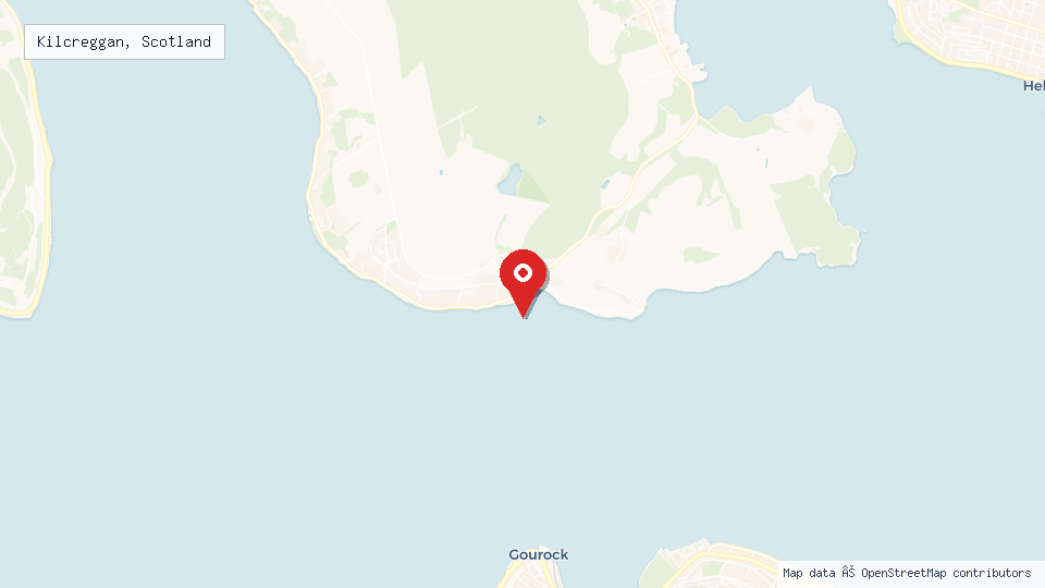 Street map of Kilcreggan, Scotland with location pin