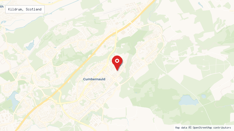 Street map of Kildrum, Scotland with location pin