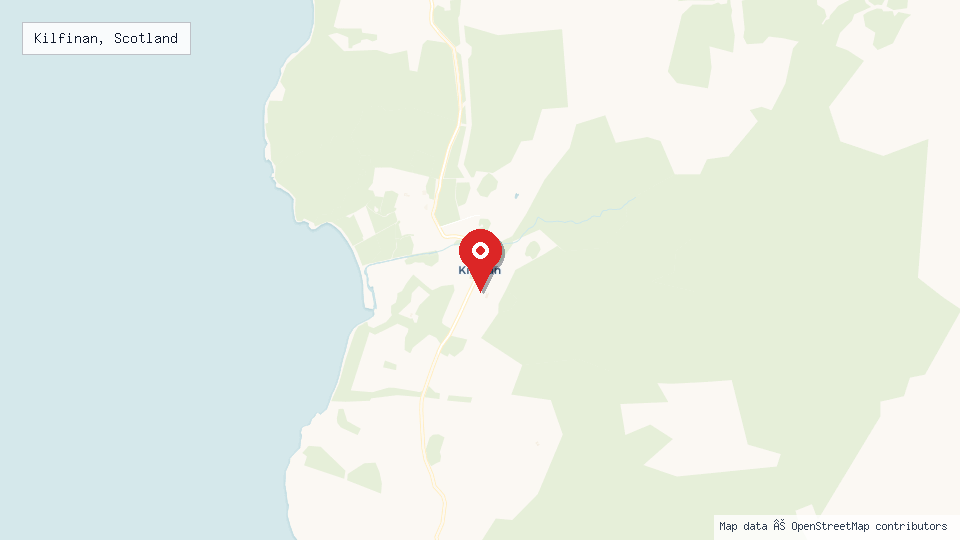 Street map of Kilfinan, Scotland with location pin