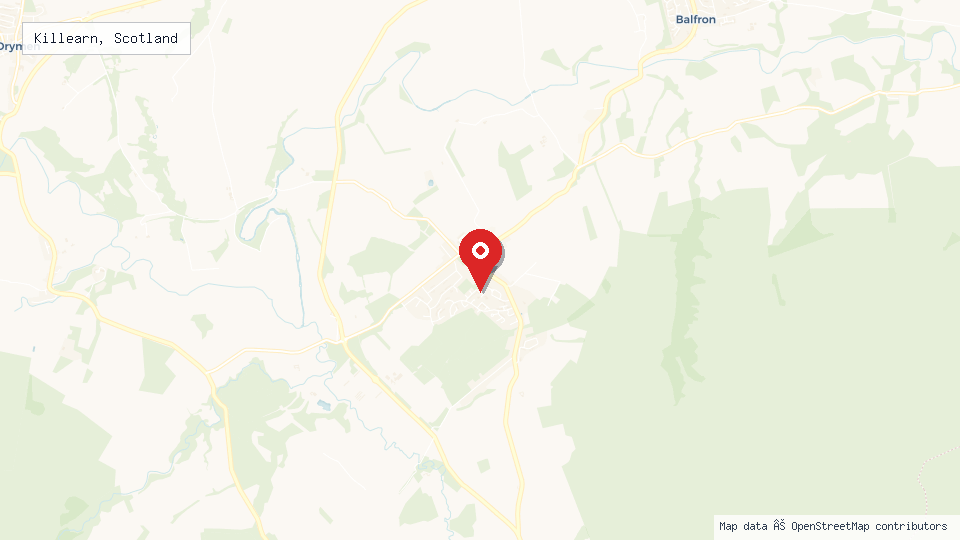 Street map of Killearn, Scotland with location pin