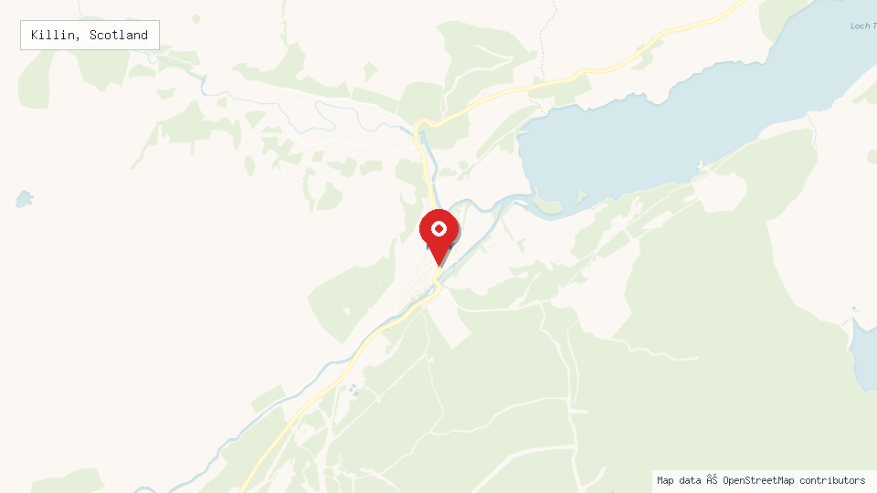 Street map of Killin, Scotland with location pin