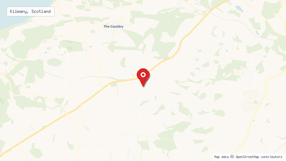 Street map of Kilmany, Scotland with location pin