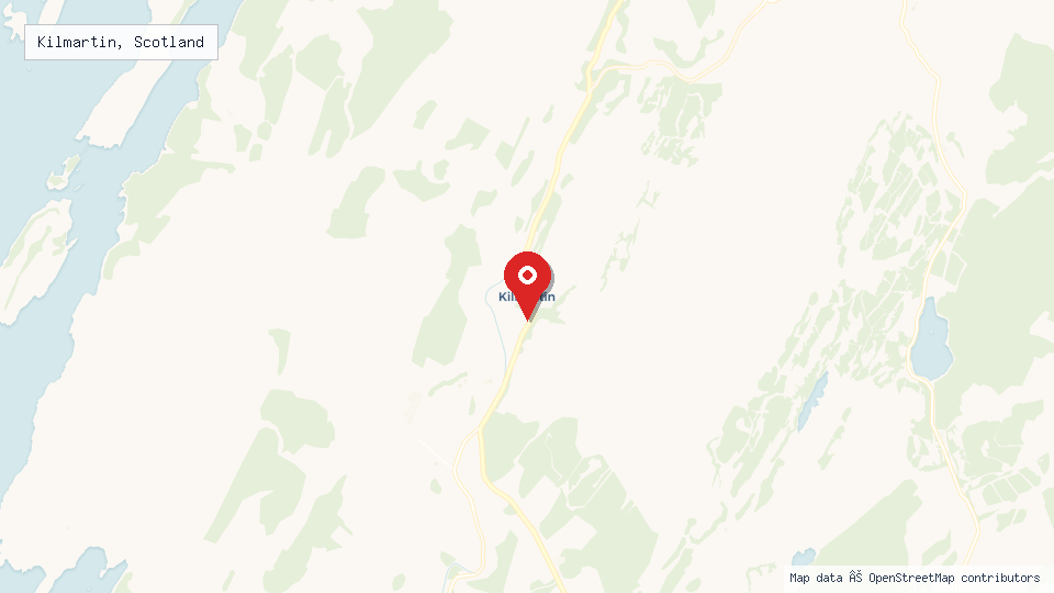 Street map of Kilmartin, Scotland with location pin