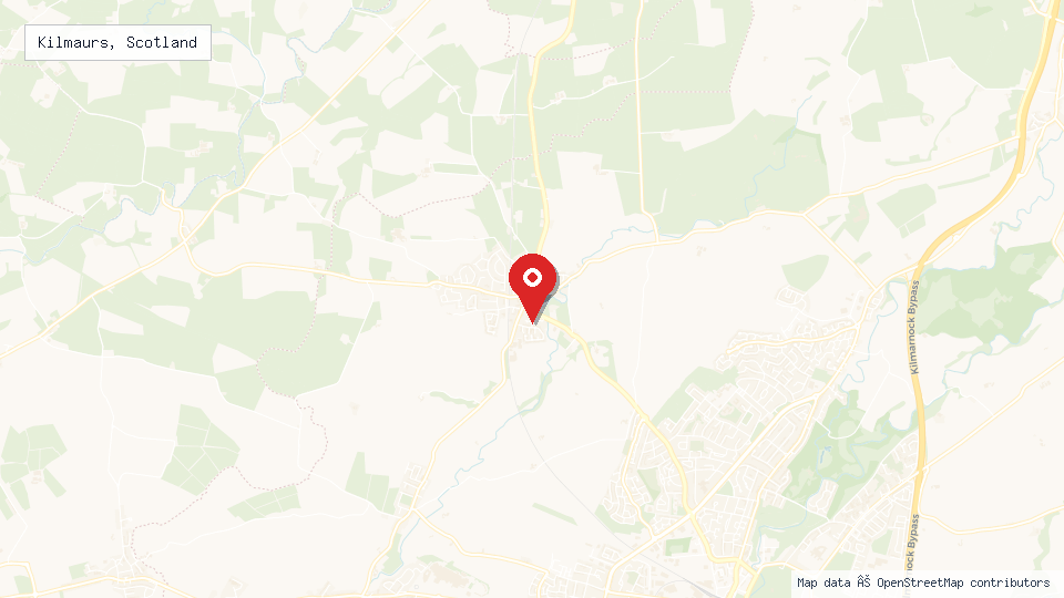 Street map of Kilmaurs, Scotland with location pin