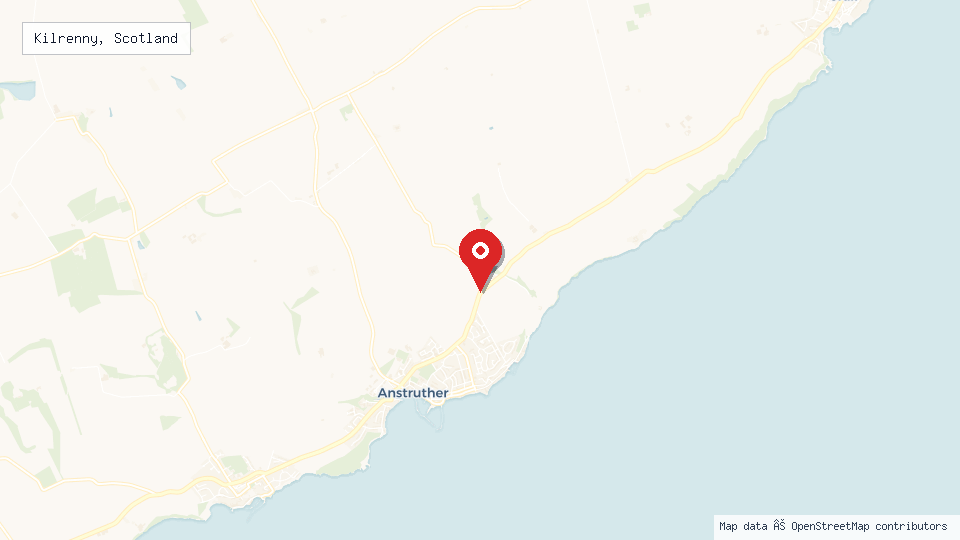 Street map of Kilrenny, Scotland with location pin
