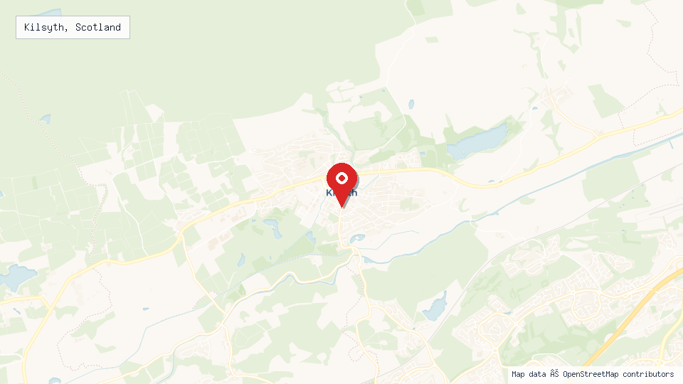 Street map of Kilsyth, Scotland with location pin