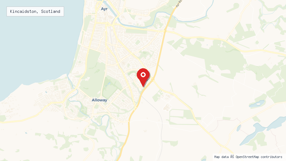 Street map of Kincaidston, Scotland with location pin