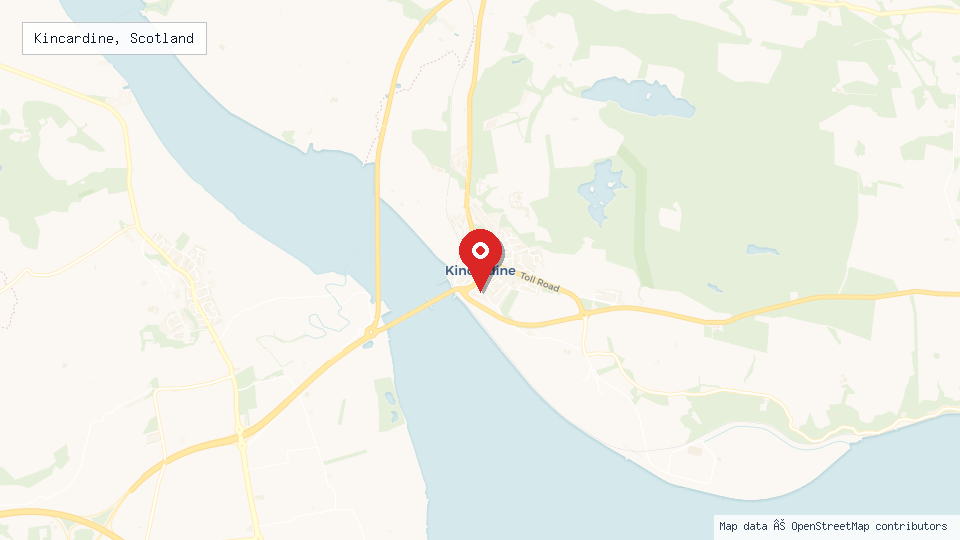 Street map of Kincardine, Scotland with location pin