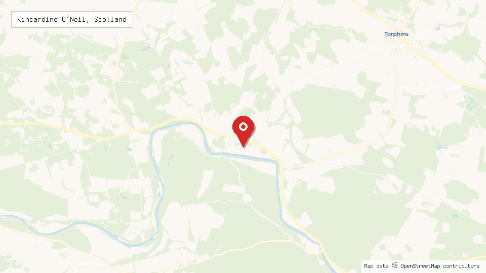 Street map of Kincardine O'Neil, Scotland with location pin