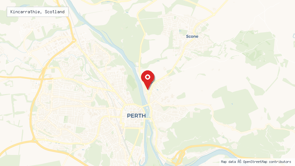Street map of Kincarrathie, Scotland with location pin