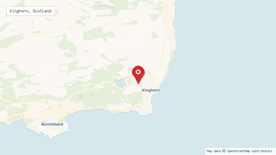 Street map of Kinghorn, Scotland with location pin