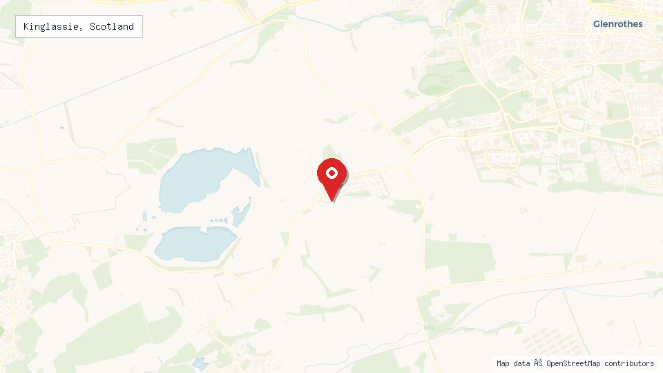 Street map of Kinglassie, Scotland with location pin