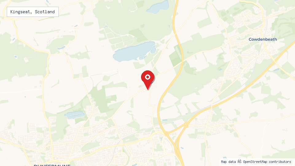 Street map of Kingseat, Scotland with location pin