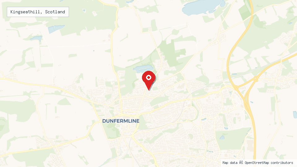 Street map of Kingseathill, Scotland with location pin