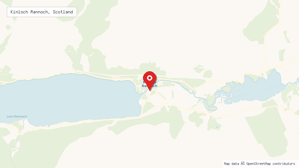 Street map of Kinloch Rannoch, Scotland with location pin