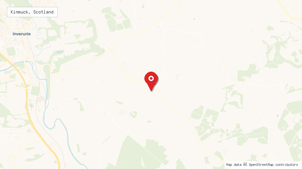 Street map of Kinmuck, Scotland with location pin