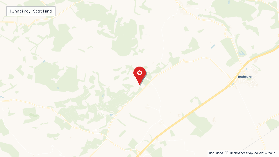 Street map of Kinnaird, Scotland with location pin