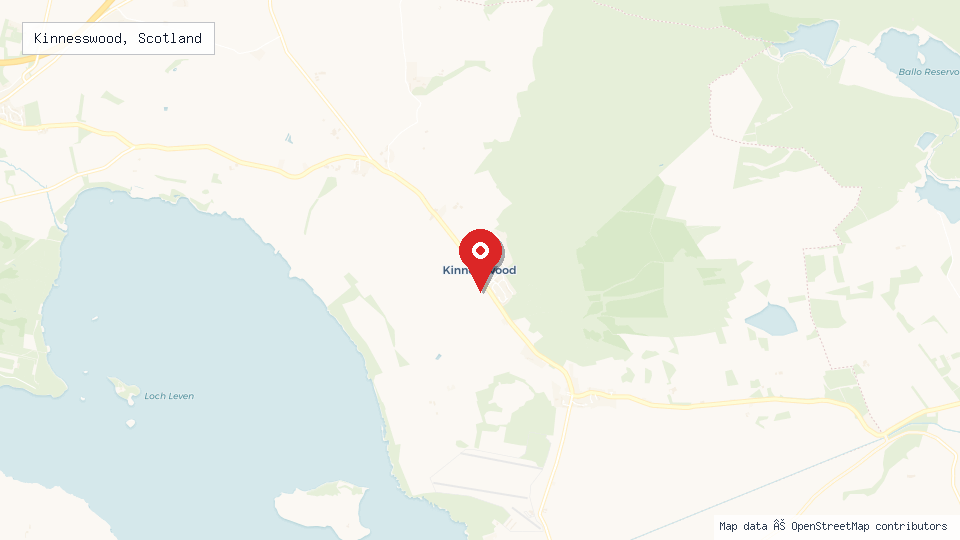 Street map of Kinnesswood, Scotland with location pin