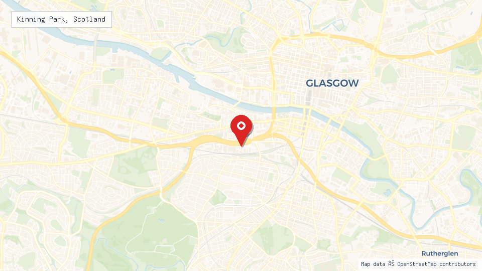 Street map of Kinning Park, Scotland with location pin