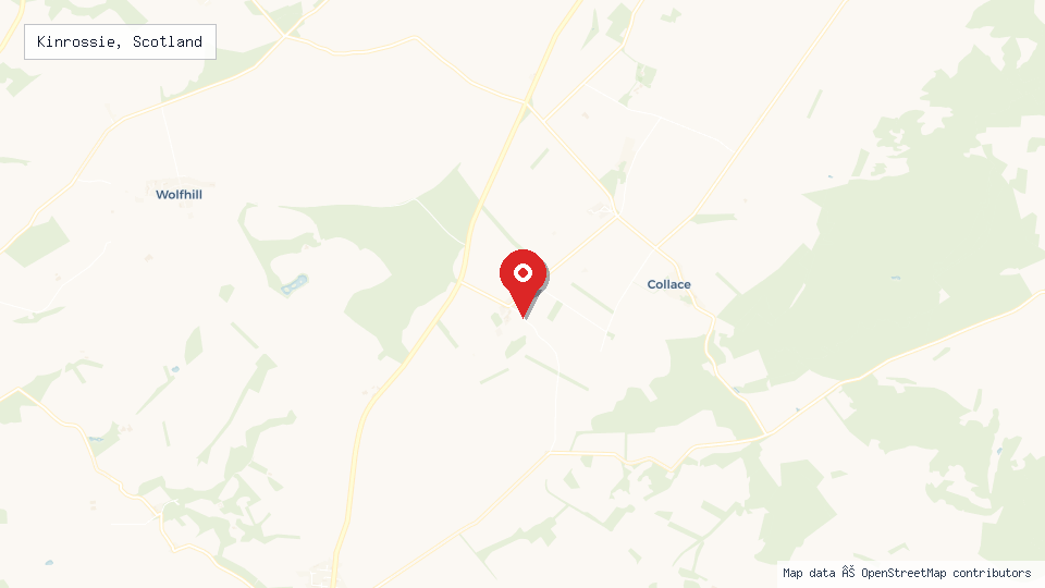 Street map of Kinrossie, Scotland with location pin