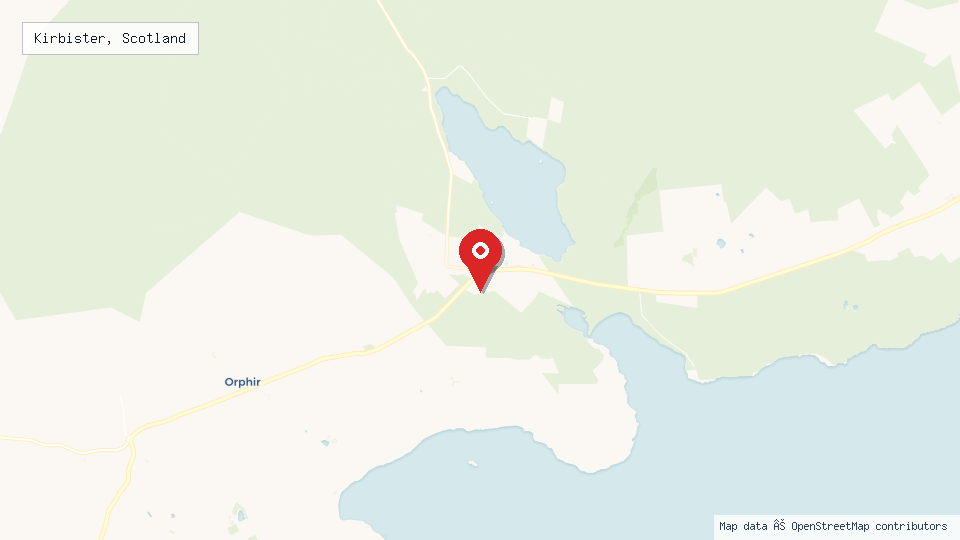 Street map of Kirbister, Scotland with location pin