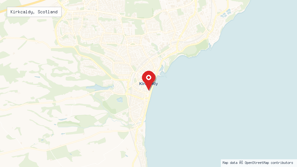 Street map of Kirkcaldy, Scotland with location pin