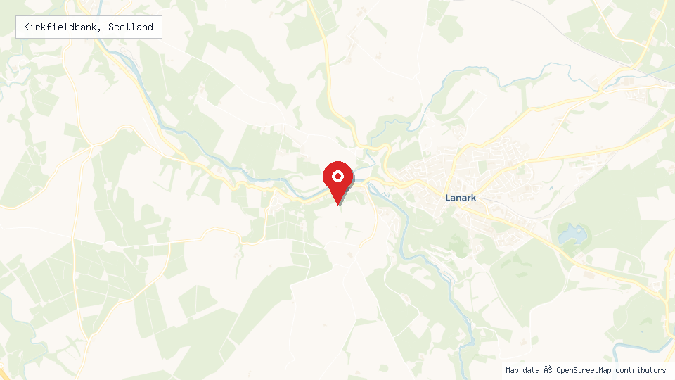 Street map of Kirkfieldbank, Scotland with location pin