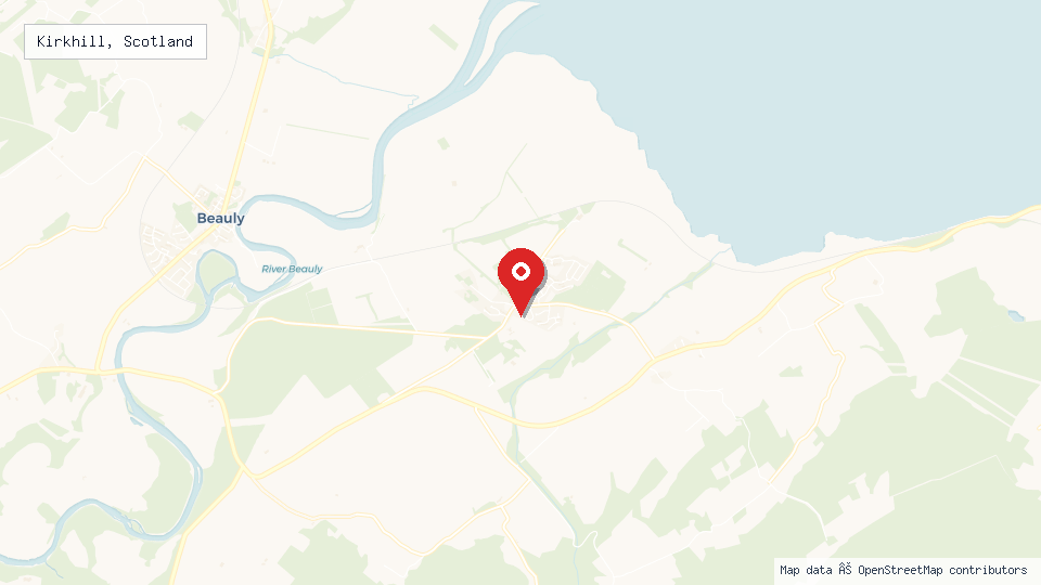 Street map of Kirkhill, Scotland with location pin