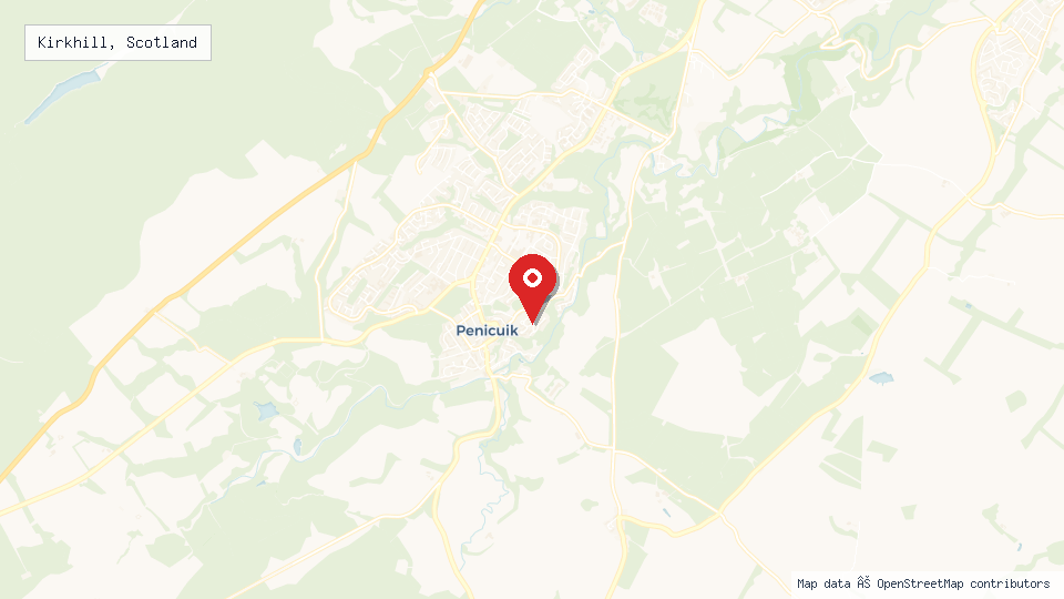 Street map of Kirkhill, Scotland with location pin