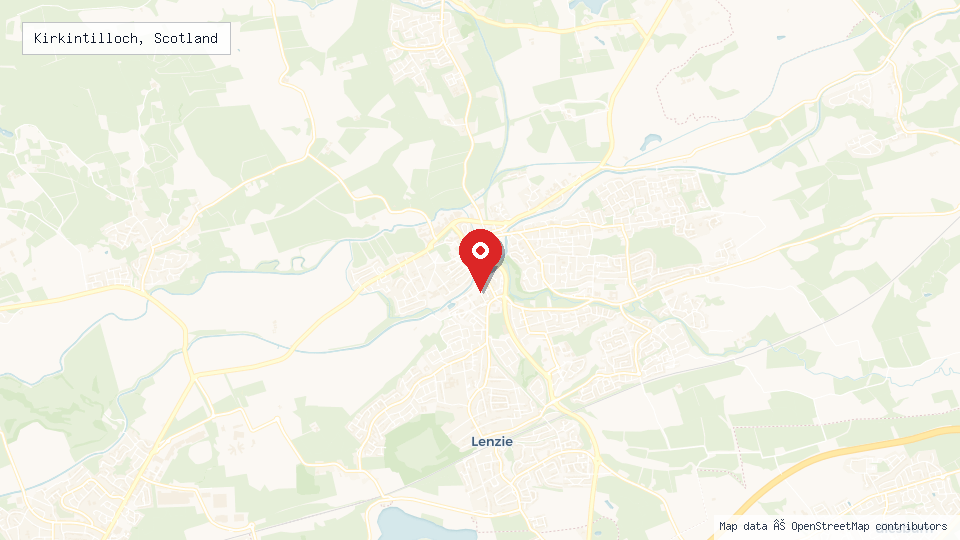 Street map of Kirkintilloch, Scotland with location pin