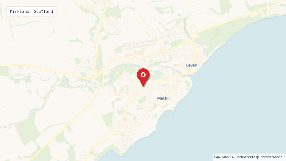 Street map of Kirkland, Scotland with location pin