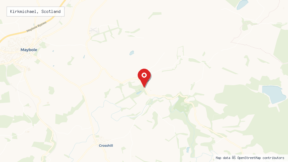 Street map of Kirkmichael, Scotland with location pin