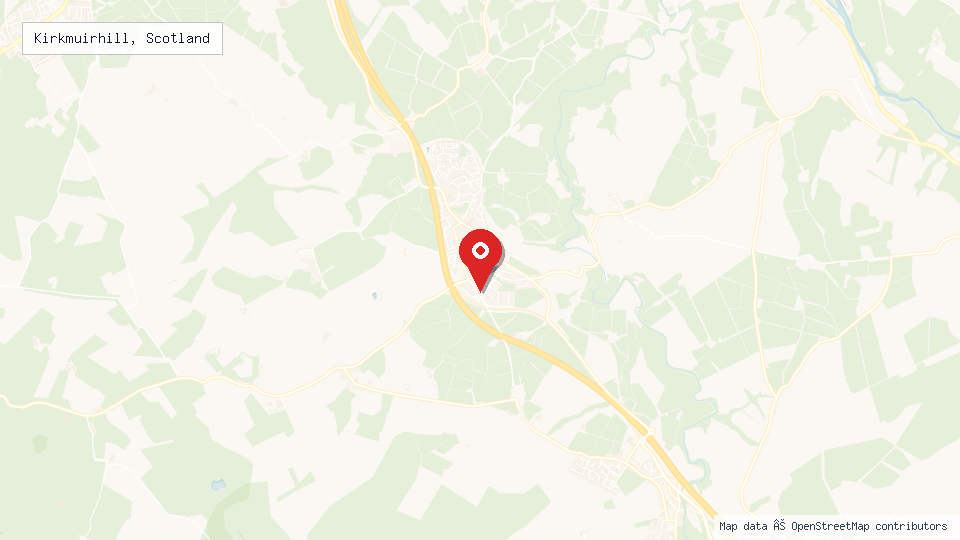 Street map of Kirkmuirhill, Scotland with location pin