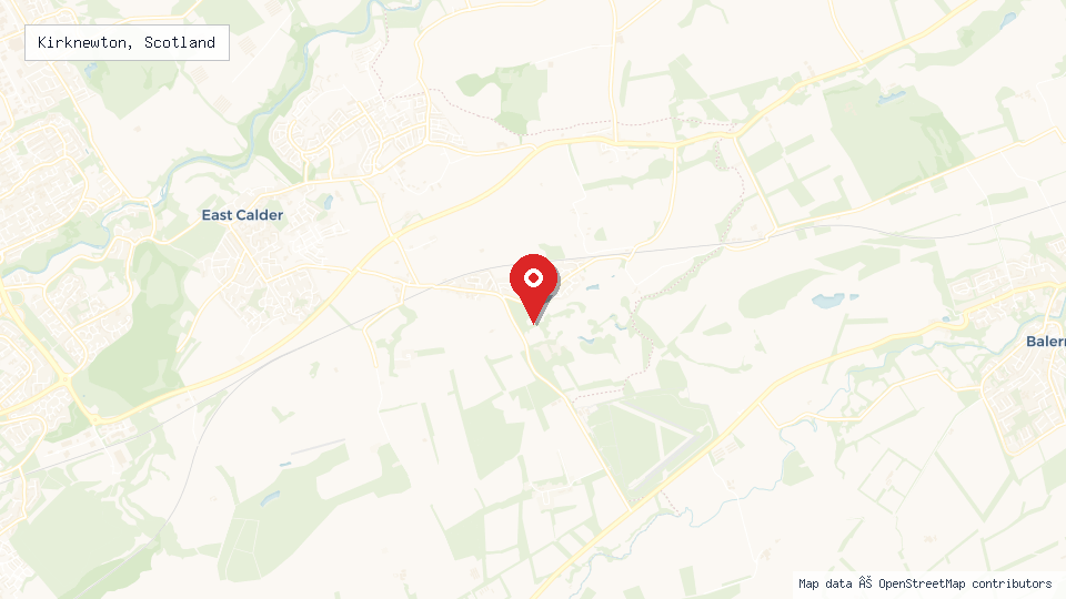 Street map of Kirknewton, Scotland with location pin