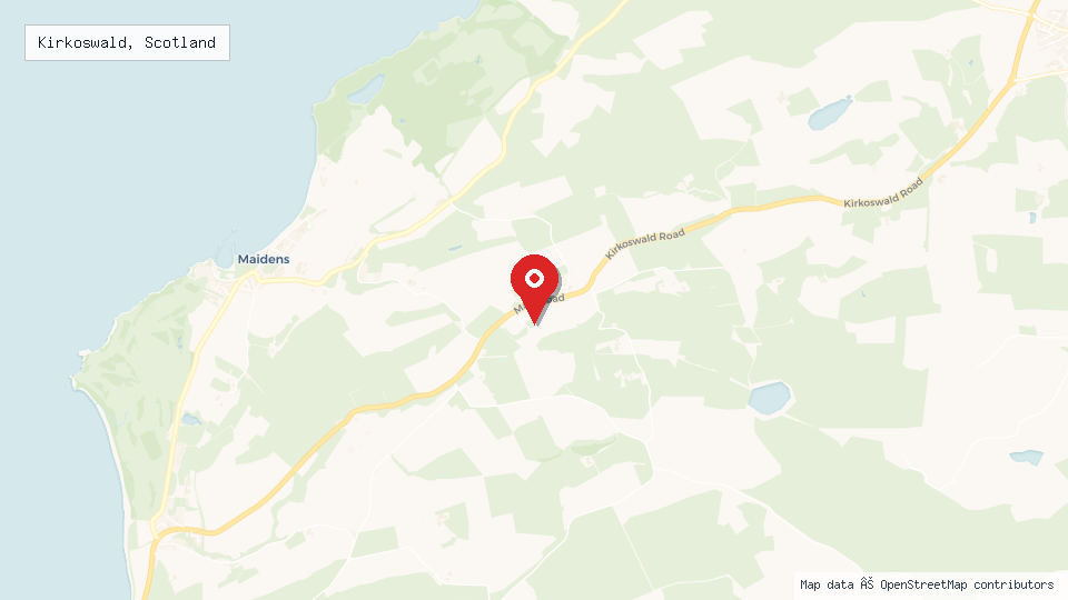 Street map of Kirkoswald, Scotland with location pin